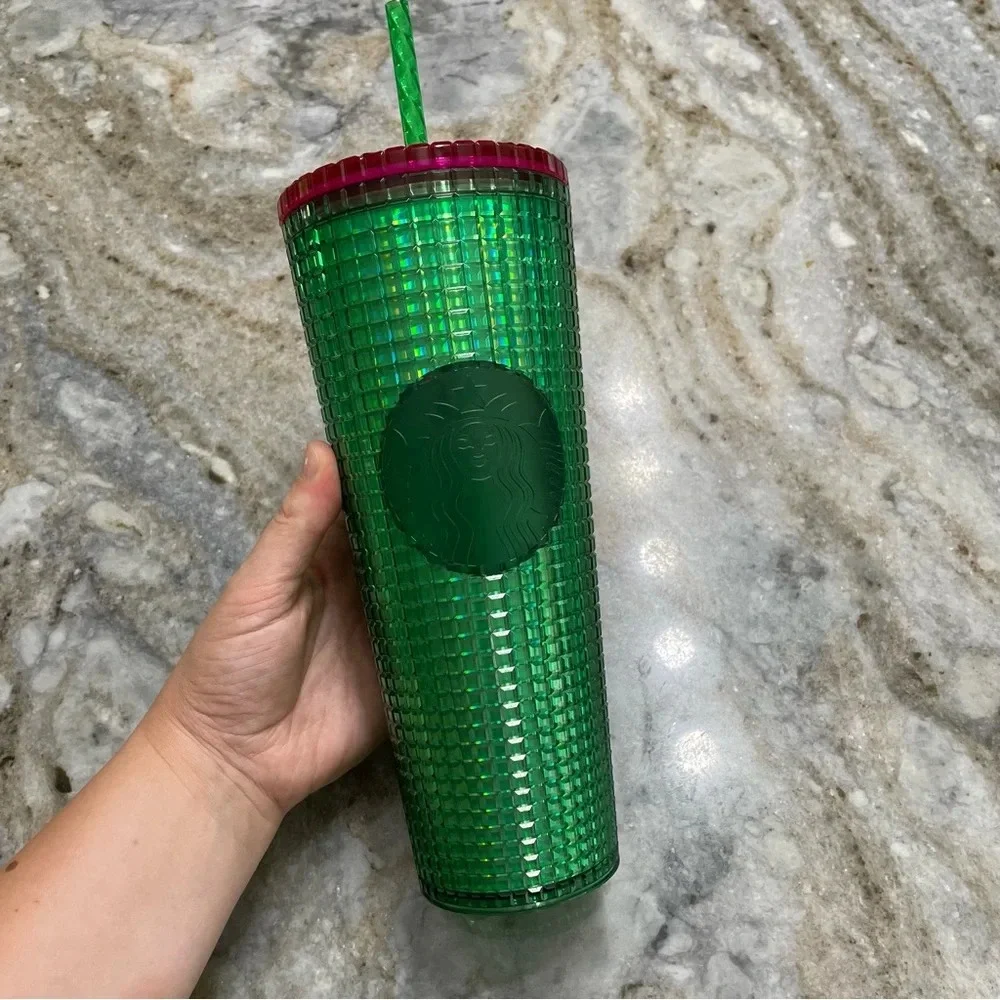 Starbuck 2023 Spring Iridescent Watermelon Grid Venti Tumbler 24oz NWT